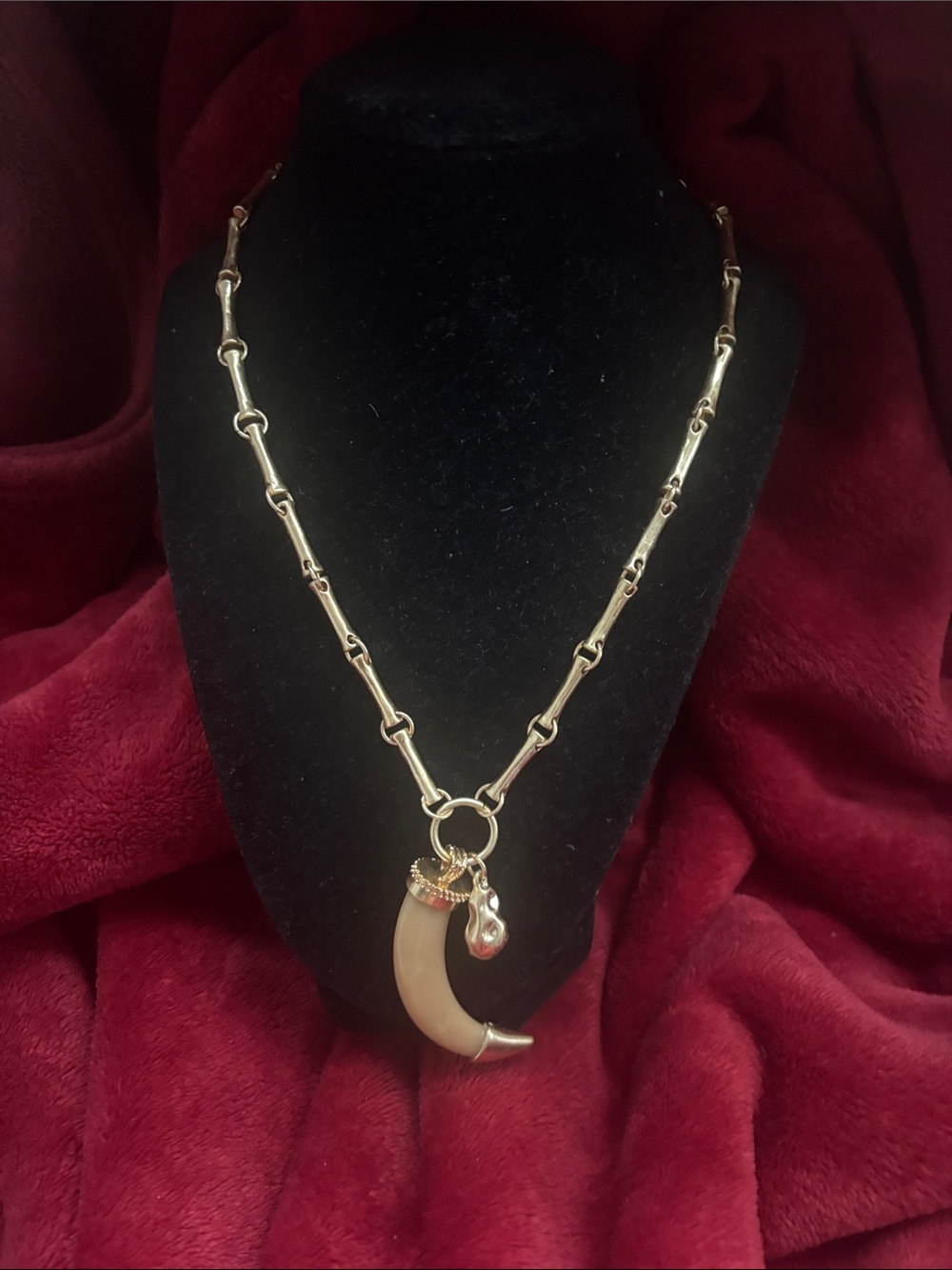 Vintage style Bamboo chainlink gold-tone Necklace